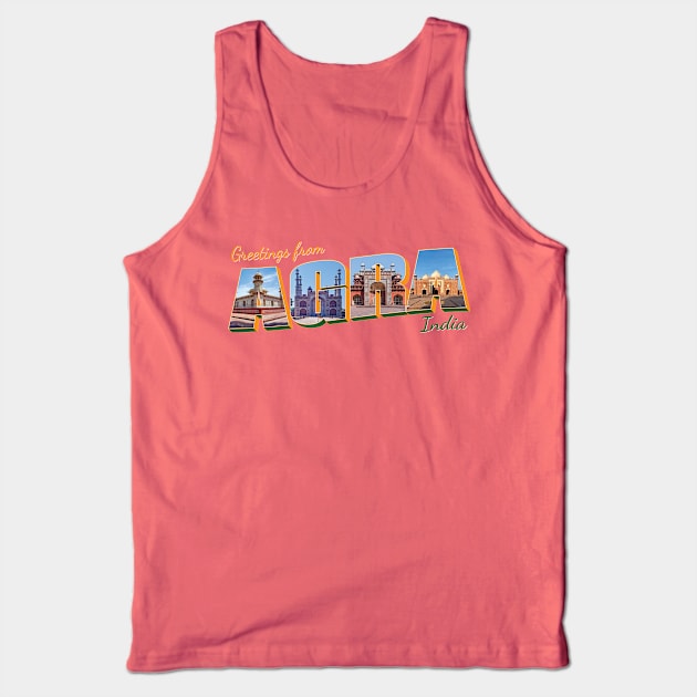 Greetings from Agra in India Vintage style retro souvenir Tank Top by DesignerPropo